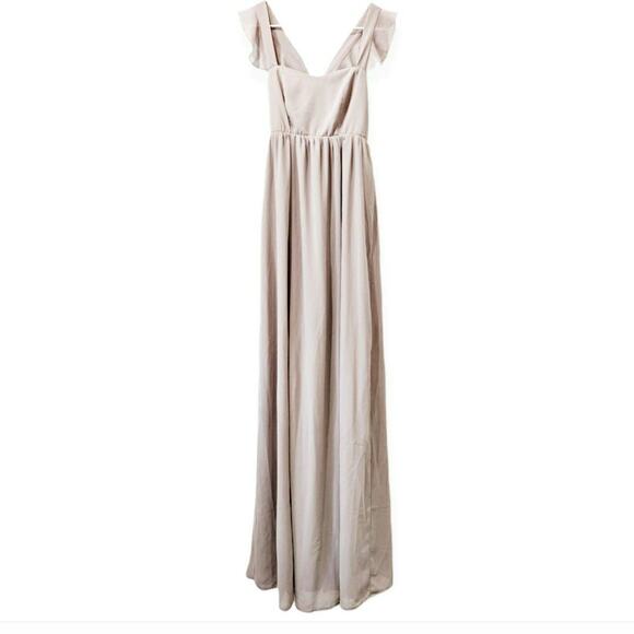 Show Me Your Mumu June Ruffle Maxi Dress Bridesmaid, Prom Gown Size XL Beige - Picture 2 of 9